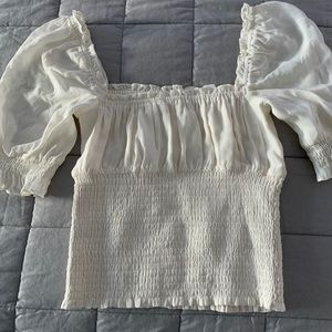 Reformation White Puff Sleeve Blouse